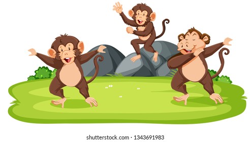 Affen in der wilden Illustration