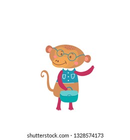 monkey-student schoolboy, smart monkey