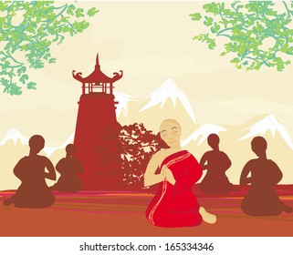 monks during prayer