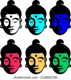 monks head arts and people face in multiple colour with small hair vector art