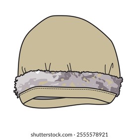 Monmouth cap flat drawing vector design mockup template.