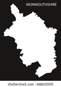 Monmouthshire Wales map black inverted silhouette illustration