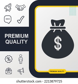 Elemento gráfico del icono de la bolsa de dinero. Diseño moderno.