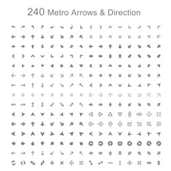 Mono color Metro arrows and direction vector illustration