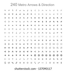 Mono color Metro arrows and direction vector illustration