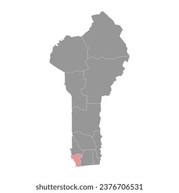 Mono department map, administrative division of Benin.