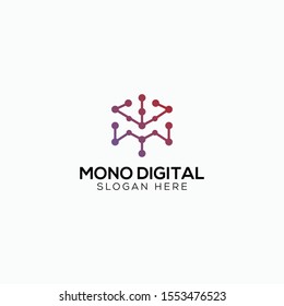 mono digital technology logo vector design template with simple, modern, and elegant styles