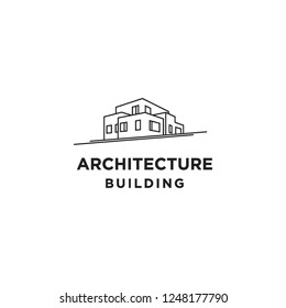 mono line architectural building construction logo icon vector inspiration