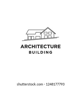 mono line architectural building construction logo icon vector inspiration