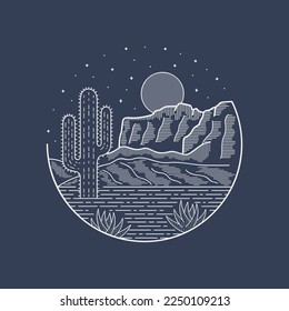 mono line Arizona desert vector for patch, pin, graphic, art t-shirt design