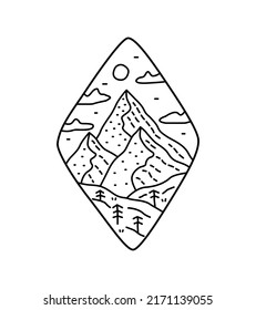 Mono line art of the mountains nature wildlife