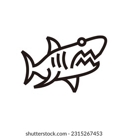 Mono line art shark logo design vector