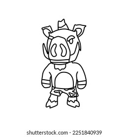 mono line art vector games character