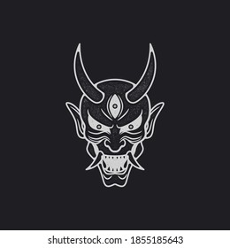 mono line art vector of oni mask illustration