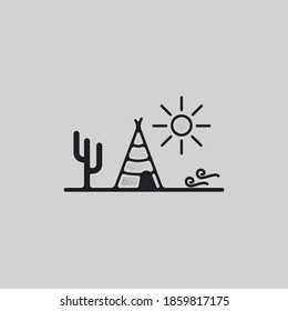 mono line art vector of teepee