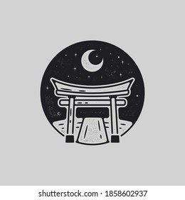 mono line art vector torii illustration
