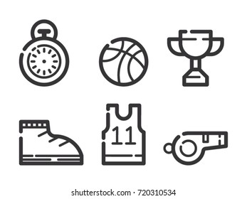 Mono Line Basketball Icon Set
