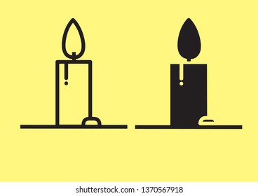 mono line candle with expression conceptual design illustrator flat vector

