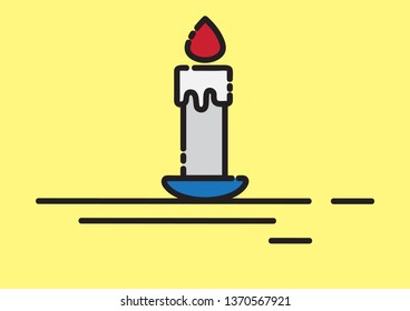 mono line candle with expression conceptual design illustrator flat vector

