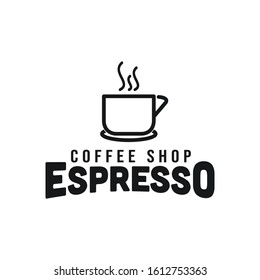 mono line coffee cup / mug. with hot steam logo Ideas. Inspiration logo design. Template Vector Illustration. Isolated On White Background