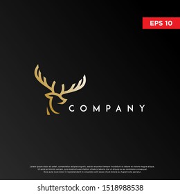 mono line deer logo, modern template icon design