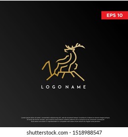 mono line deer logo, modern template icon design