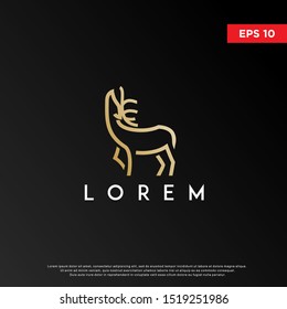 mono line deer logo, modern template icon design