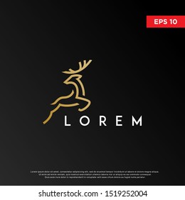 mono line deer logo, modern template icon design