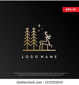 mono line deer logo, modern template icon design