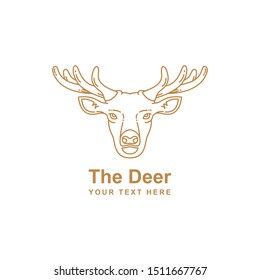 mono line design deer head isolated white background