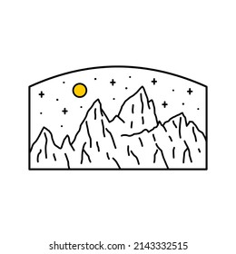 mono line design of Fitz Roy mountain in south america