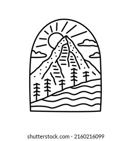 mono line design of nature mountain wildlife adventure