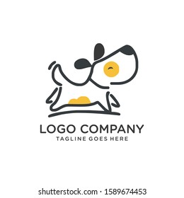 mono line dog cat icon logo template vector illustration