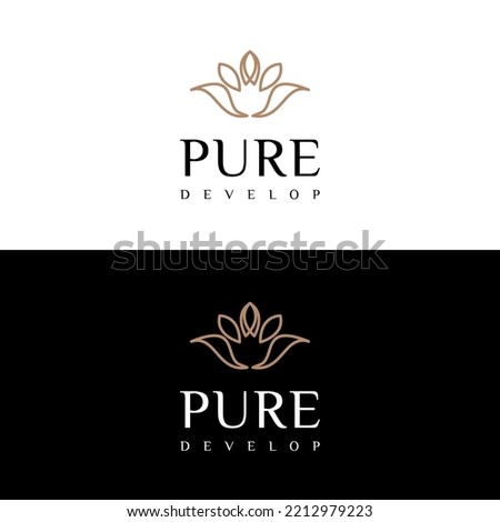 Mono Line Elevate Lotus Flower Logo Icon Vector Design