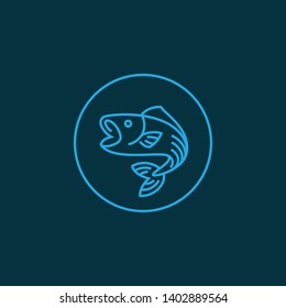Mono line fish icon logo