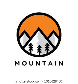 mono line flat design mountain logo