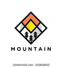 mono line flat design mountain logo