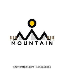 mono line flat design mountain logo