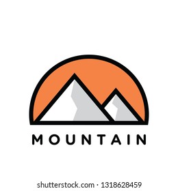 mono line flat design mountain logo