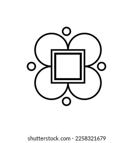 mono line flower logo and square in the middle