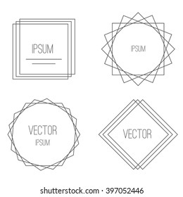 Mono line frames set and vintage mono line retro frames. Template mono line frames and outline decorative trendy borders. Mono line frames elegant design elements badges, vignettes vector.