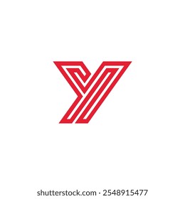 Mono Line Geometric Letter Y Logo design vector template