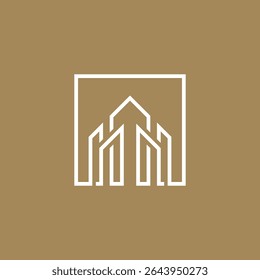 Mono line Geometric Square Buildings logo design vector template