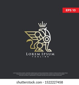 mono line griffin logo. luxurious icon, template design