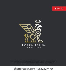 mono line griffin logo. luxurious icon, template design