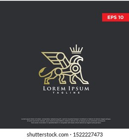 mono line griffin logo. luxurious icon, template design
