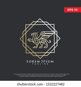 mono line griffin logo. luxurious icon, template design