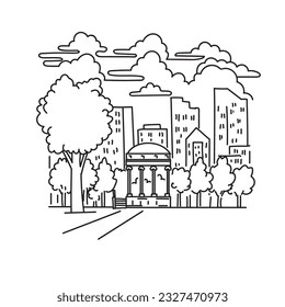 Mono line illustration of the Boston Common also known as the Common, a public park in downtown Boston, Massachusetts in the United States of America USA done in monoline line art style.