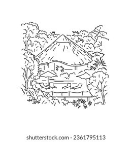 Mono line illustration of a game reserve in Grahamstown in the Eastern Cape of South Africa done in monoline line art black and white style.