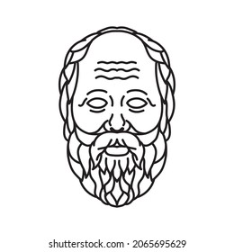 Mono line illustration of head of the Greek philosopher Socrates from Athens credited as founder of Western philosophy and the first moral philosopher of thought done in monoline line art style.